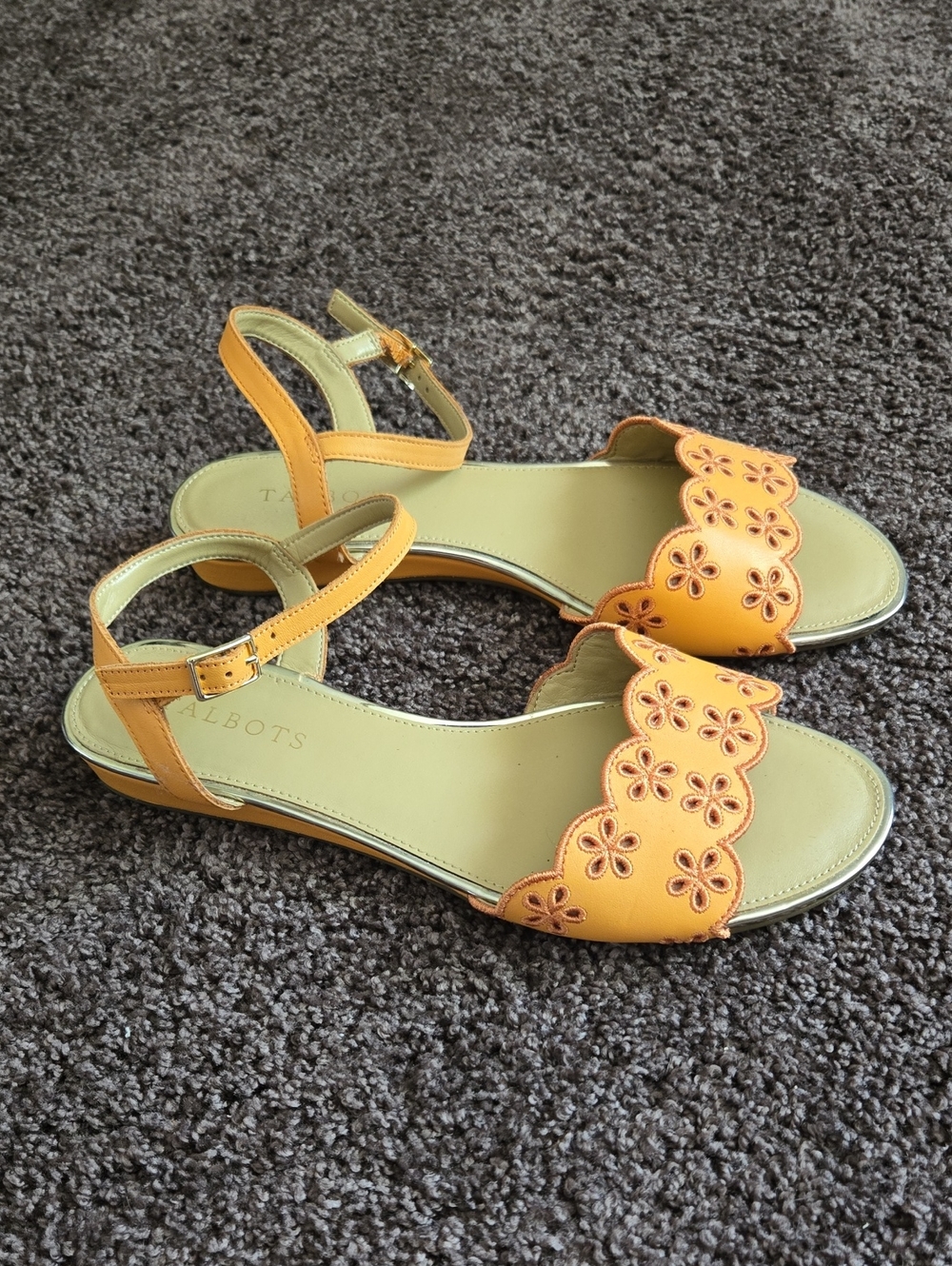 NEW Talbots Orange Floral Eyelet Sandals 8.5 M